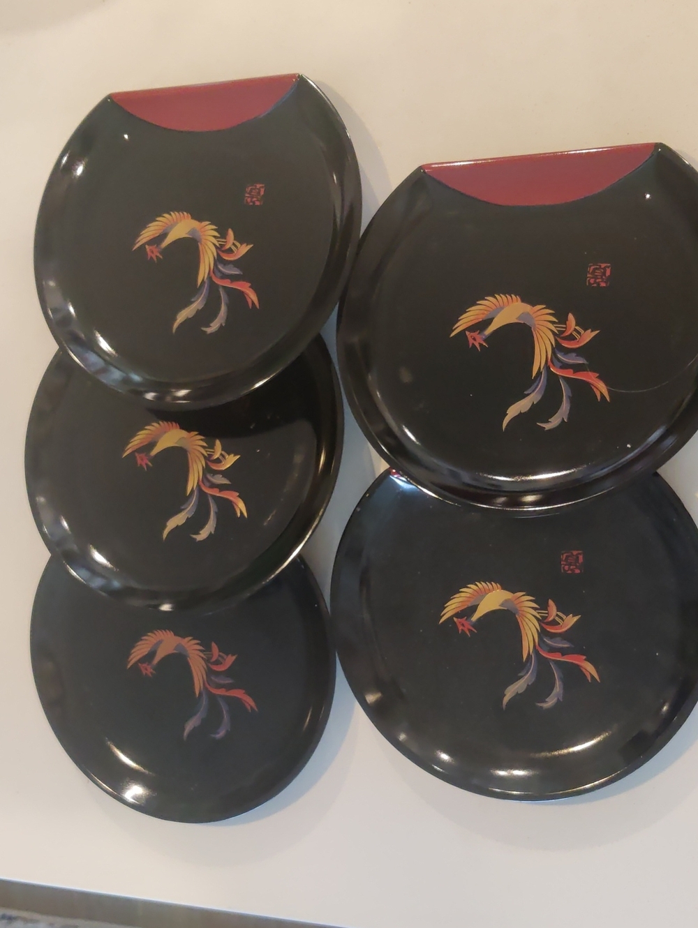 Kansai Yamamoto Japanese Lacquerware Plates...Set Of Five
